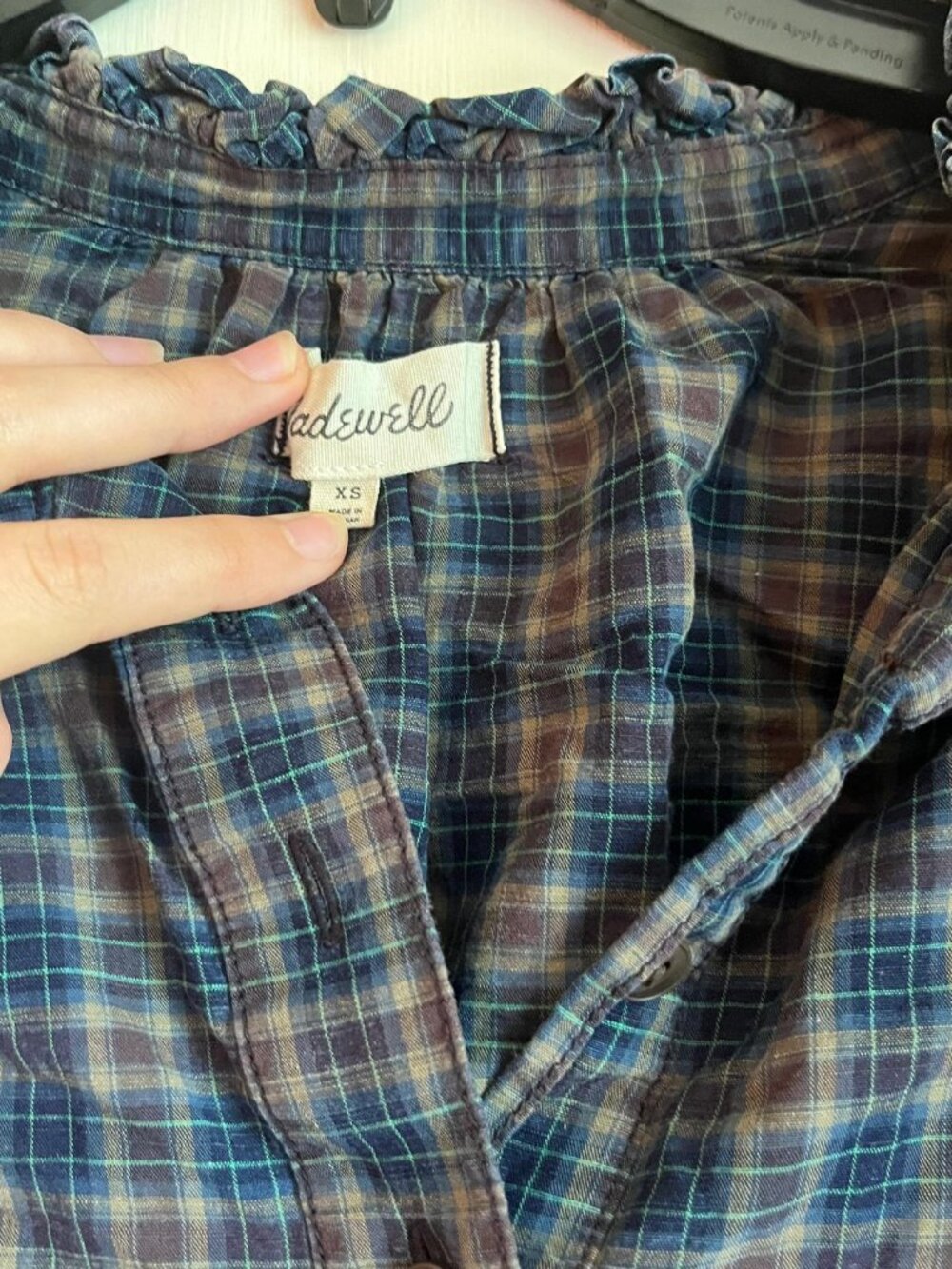 Madewell Plaid Green and Blue Blouse XS Great quality